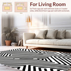 Black White Angled Line Art Design Rug