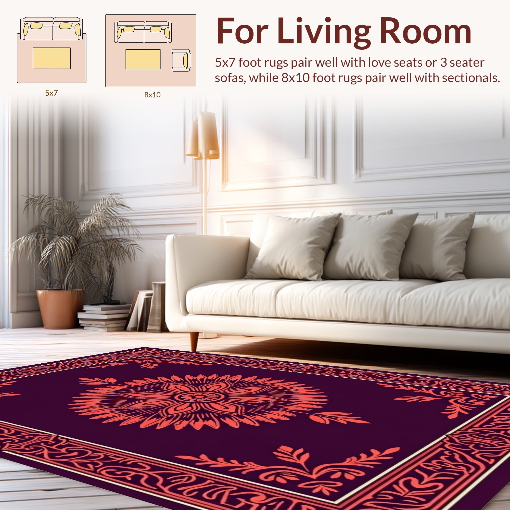 Rich Floral Medallion Border Pattern Rug