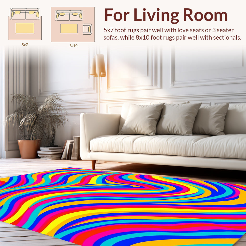 Vibrant Wavy Swirl Abstract Pattern Rug