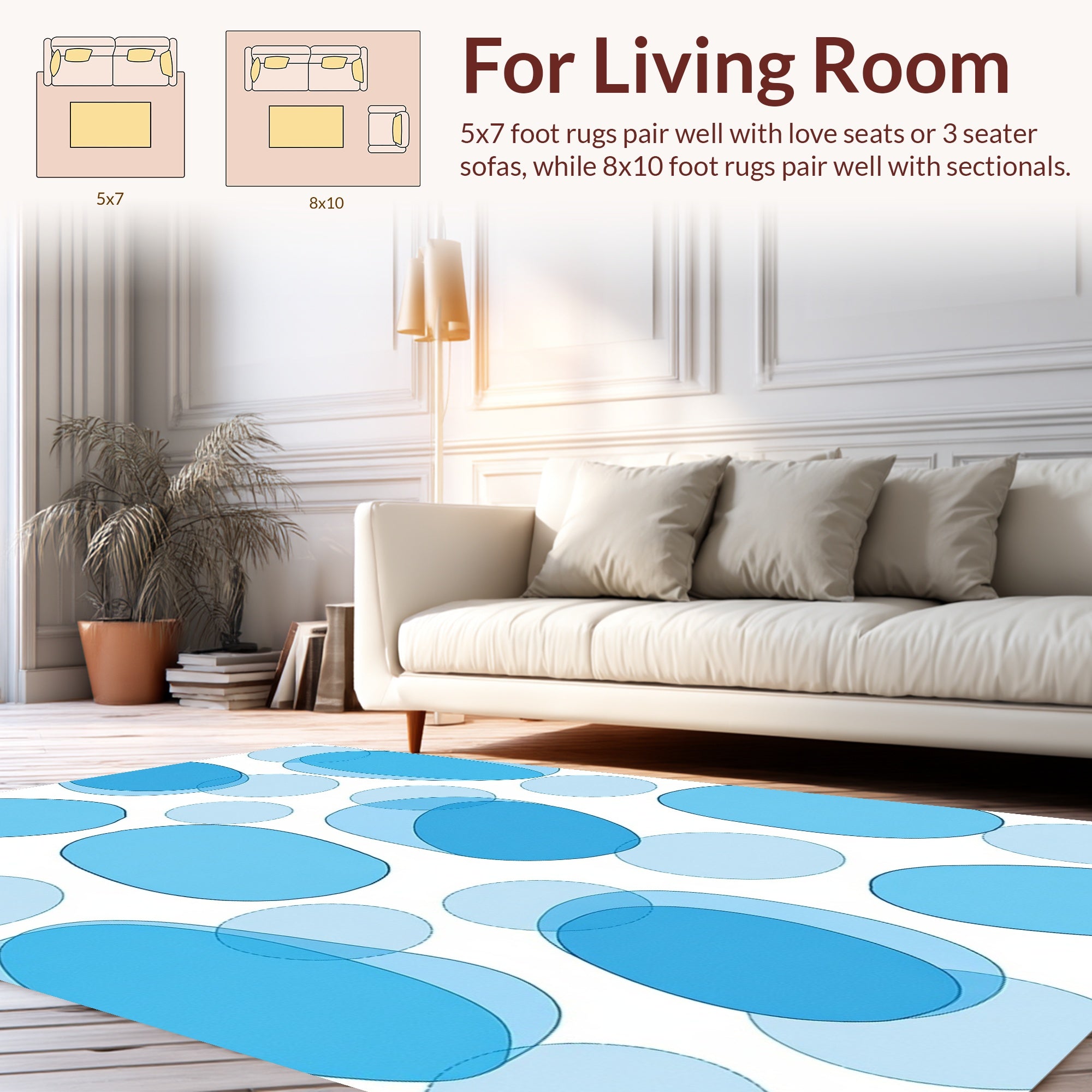 Abstract Blue Blob Pattern Rug