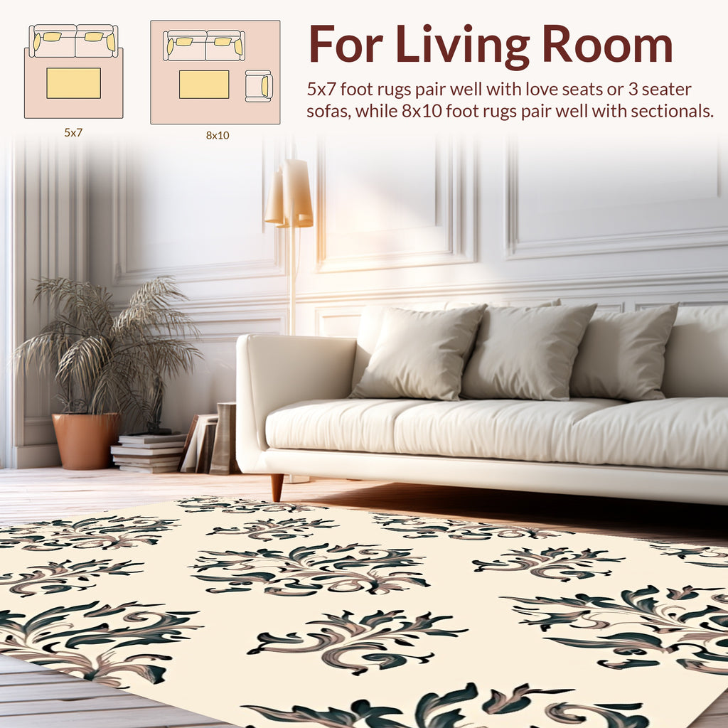 Classic Flourish Swirl Pattern Design Rug