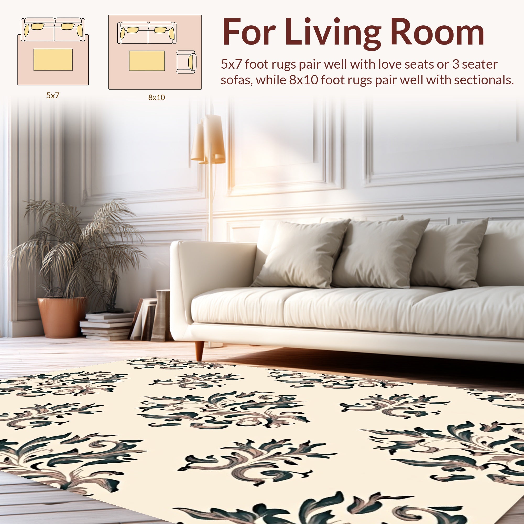 Classic Flourish Swirl Pattern Design Rug