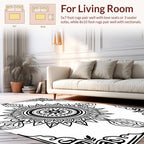 Mandala Style Graphic Black White Rug