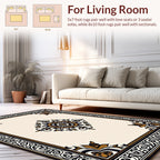 Elegant Black Gold Floral Border Design Rug