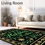 Festive Mint Green Snowflake Floral Frame Rug