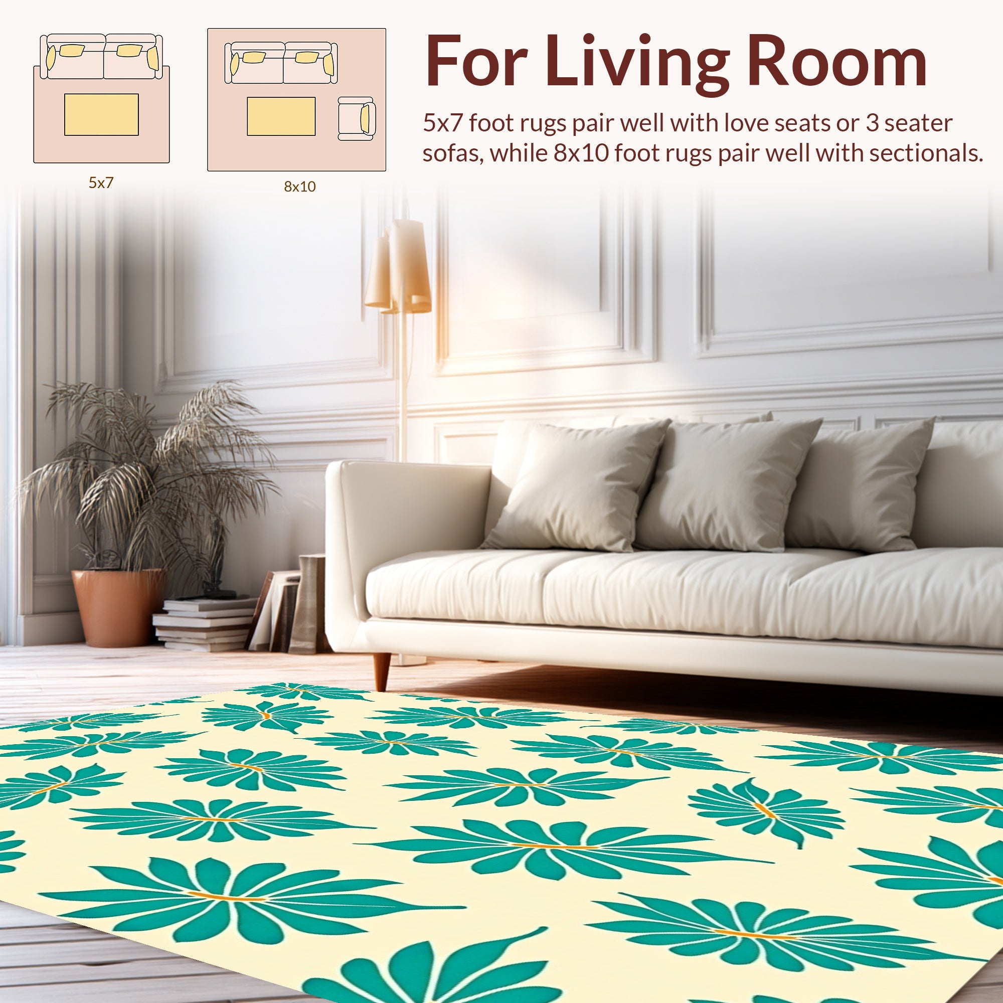 Tropical Leaf Pattern Rug