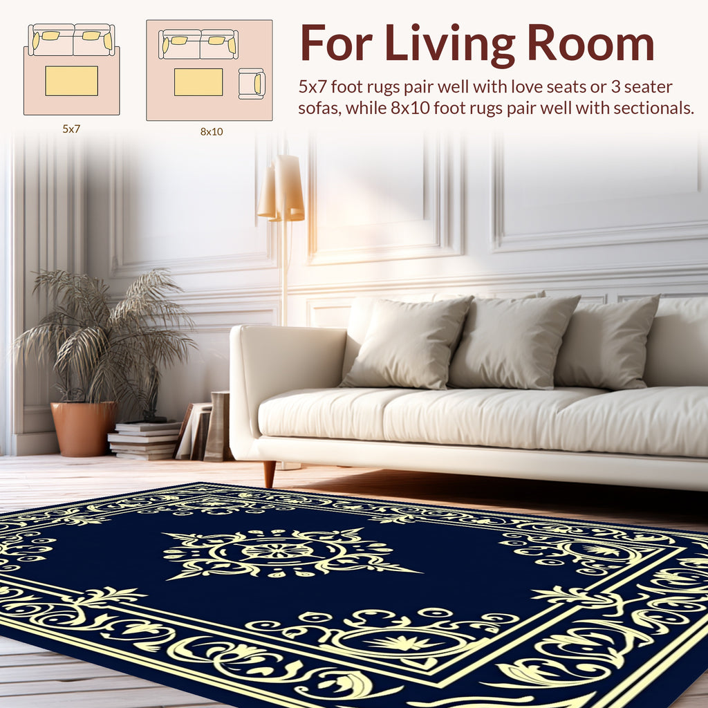 Classic Elaborate Floral Border Design Rug