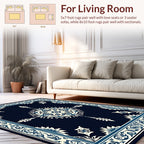 Elegant Blue Floral Medallion Pattern Rug