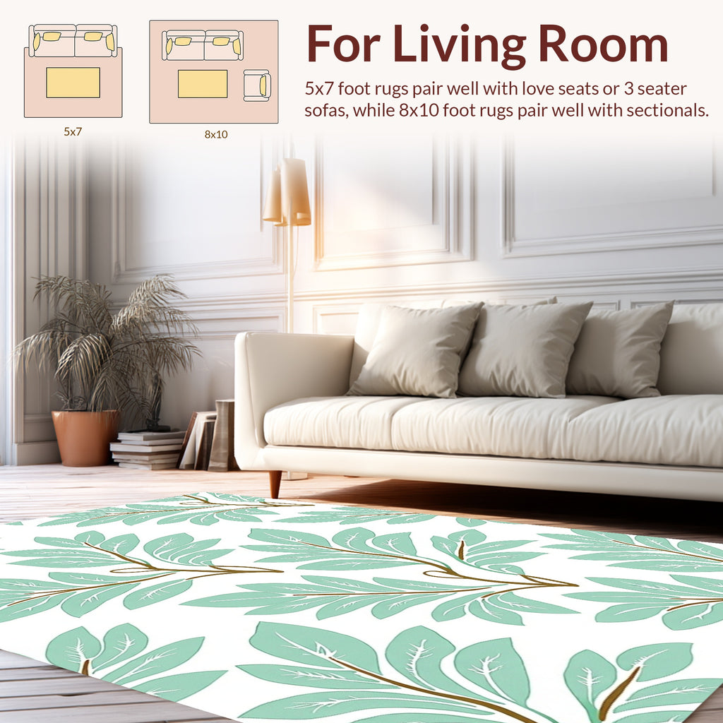 Mint Leaf Branch Pattern Rug