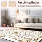 Brown Swirl Floral Scrollwork Pattern Art Rug