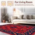 Red Indigo Floral Symmetry Rug