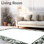 Ornate Black Vine Scroll Frame Rug