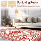 Classic Red Floral Medallion Pattern Rug