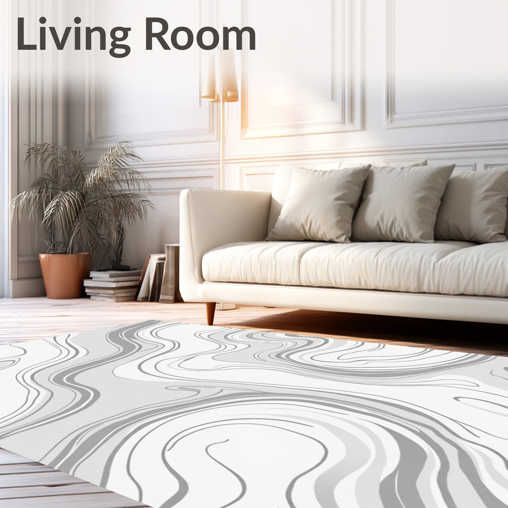 Monochrome Swirl Pattern Rug