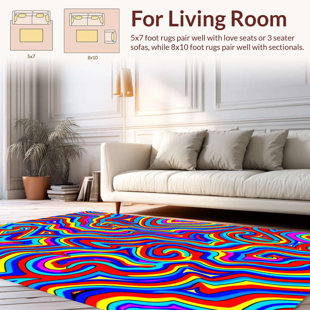 Vibrant Wavy Psychedelic Abstract Rug