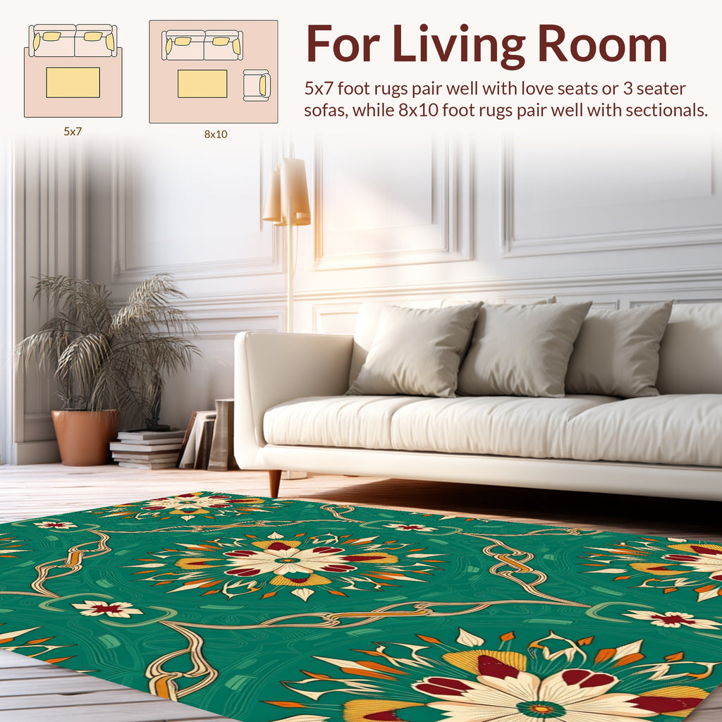 Art Nouveau Floral Medallion Pattern Rug