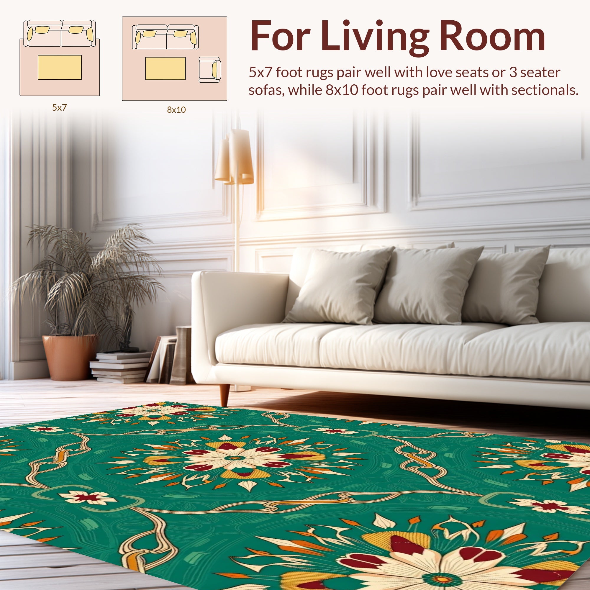 Art Nouveau Floral Medallion Pattern Rug
