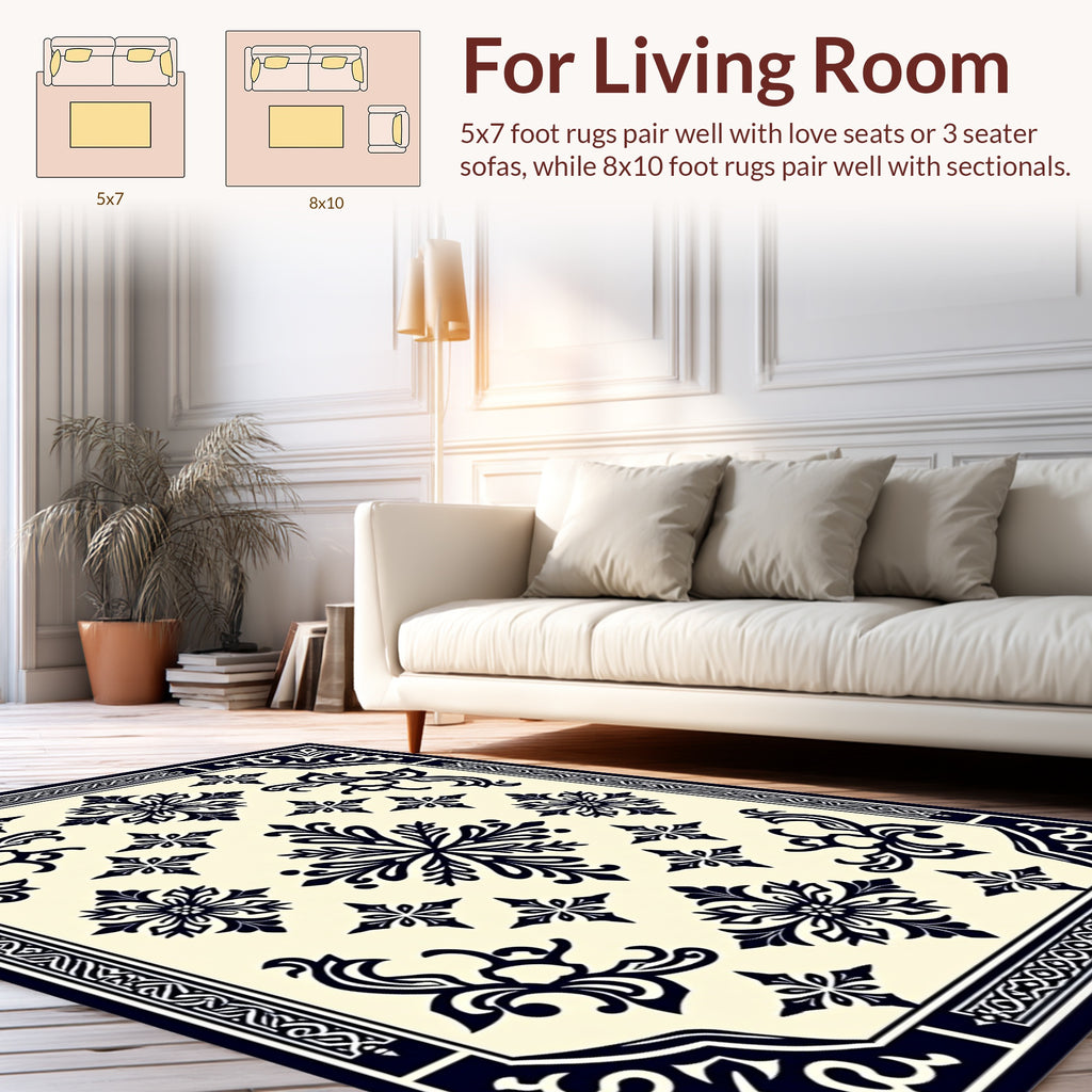 Classic Floral Medallion Border Design Rug