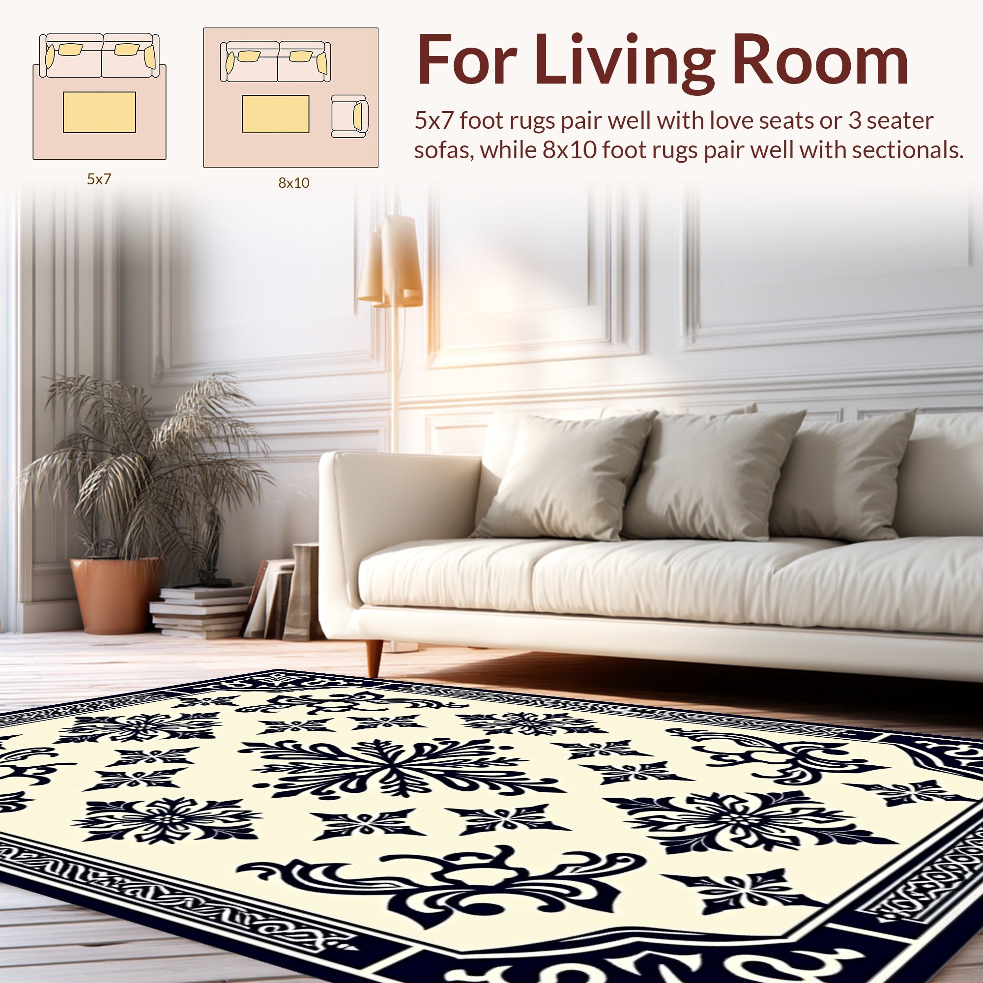 Classic Floral Medallion Border Design Rug