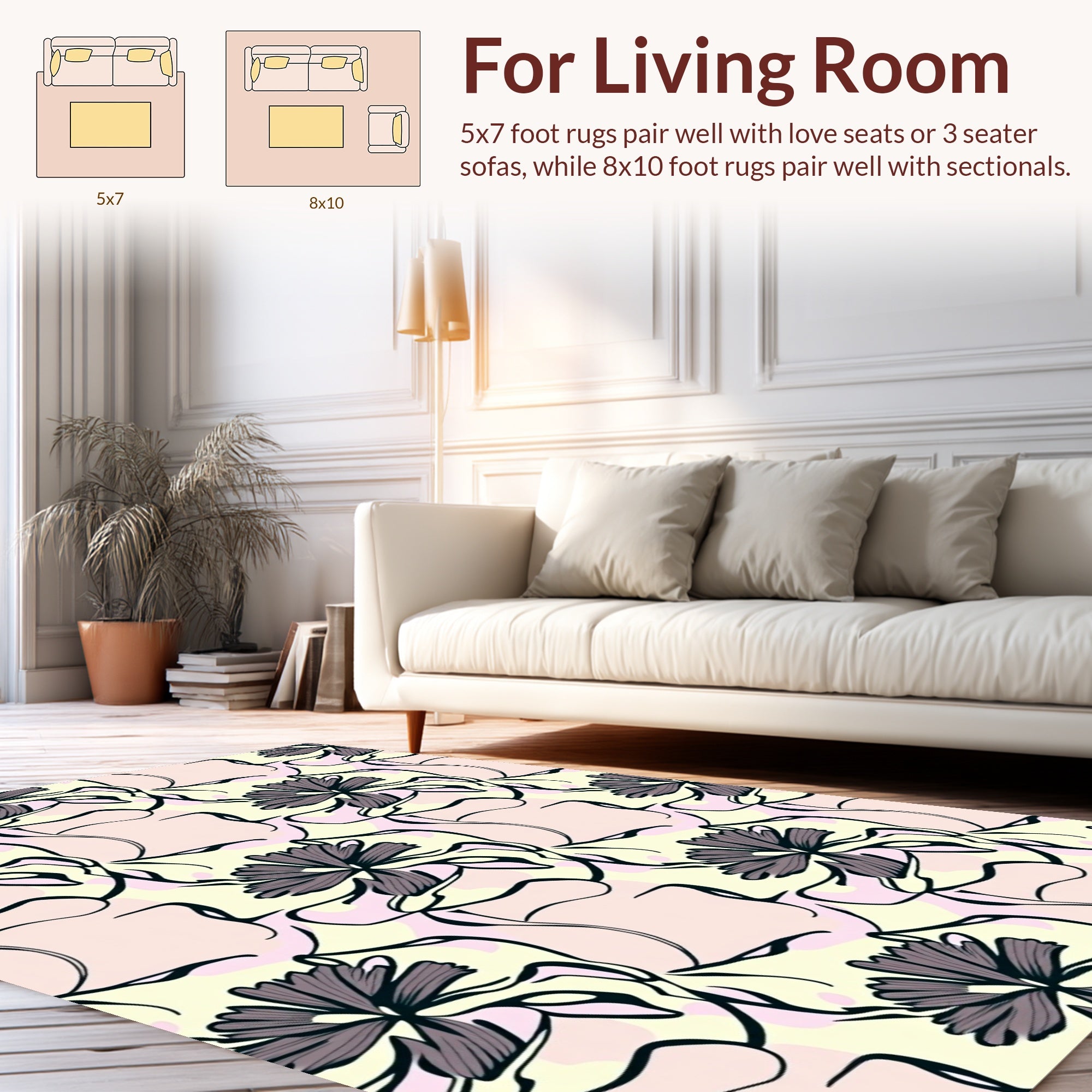 Abstract Floral Whimsical Pattern Design Rug