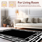 Bold Black White Geometric Border Rug