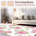 Pink Roses Blooming Pattern Rug