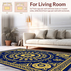 Golden Floral Mandala With Intricate Border Rug