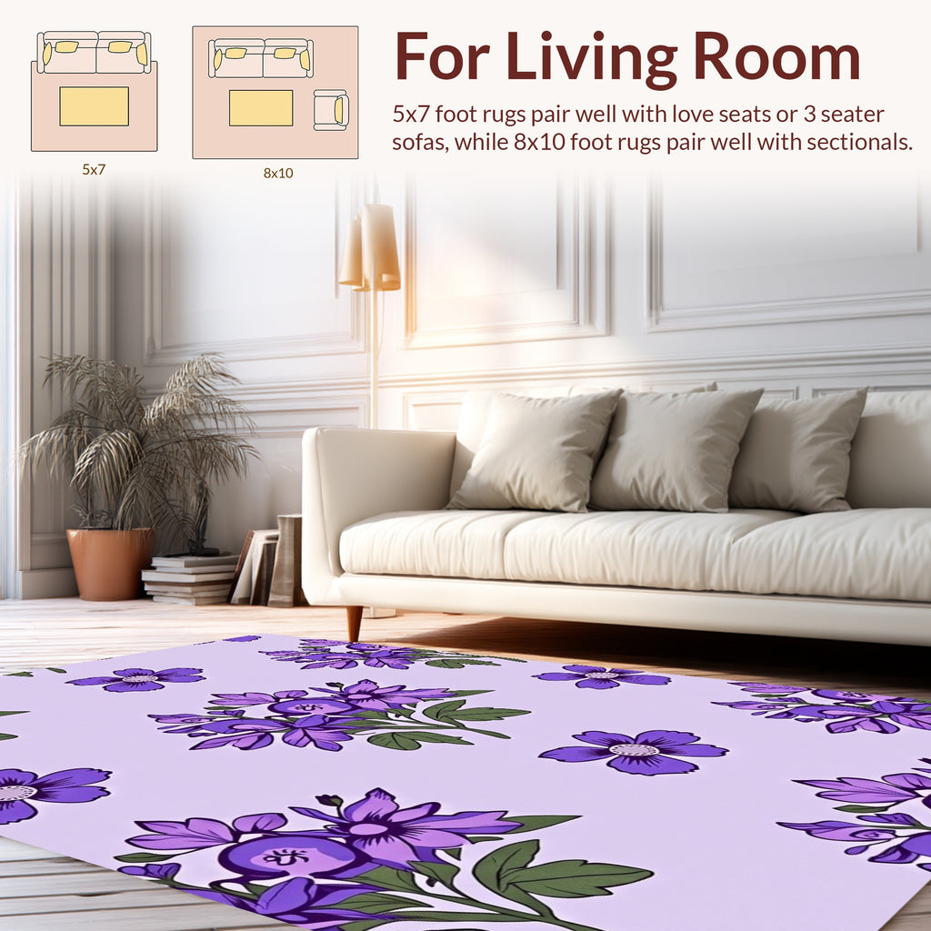 Purple Floral Bouquet Pattern Rug