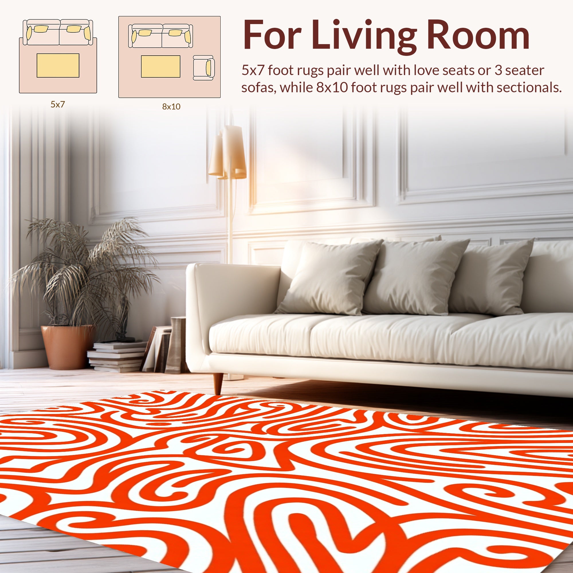Bold Orange Swirl Pattern Rug