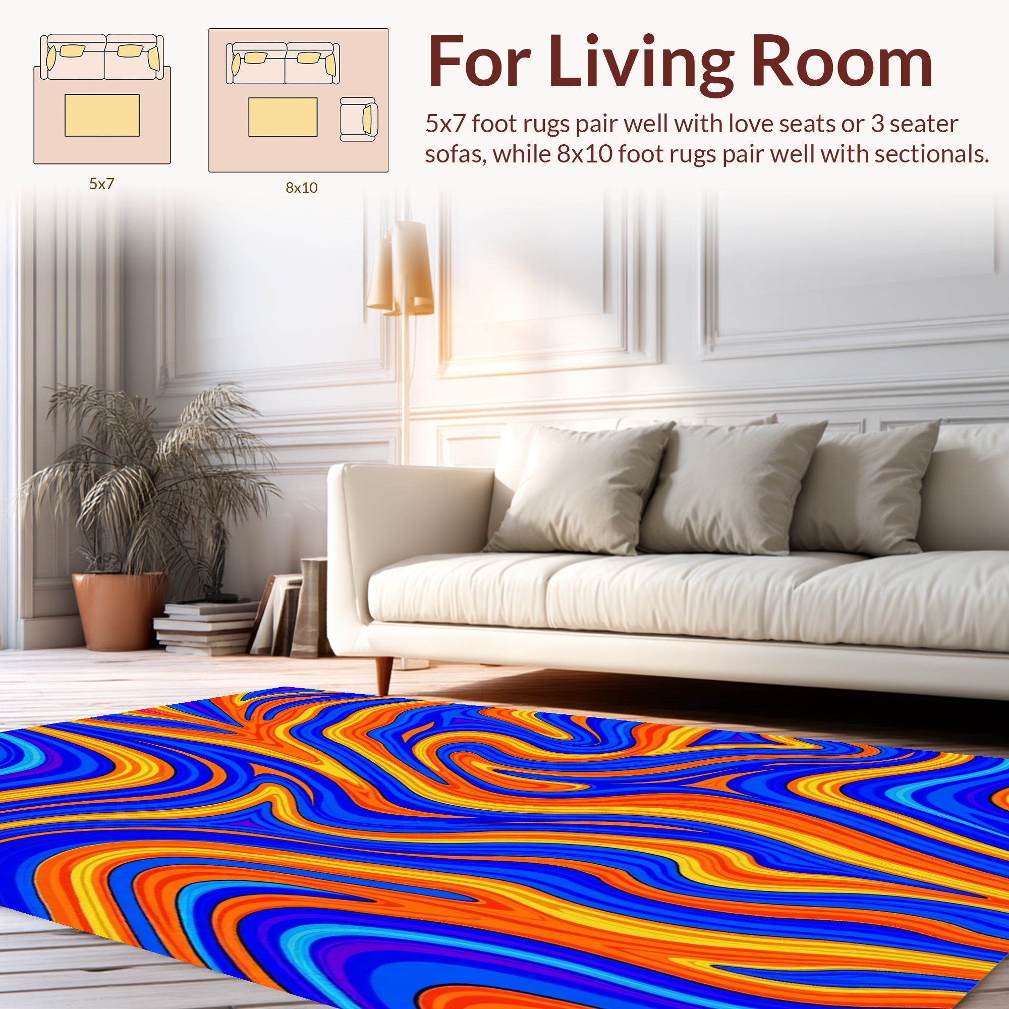 Vivid Swirls Bold Flow Pattern Rug