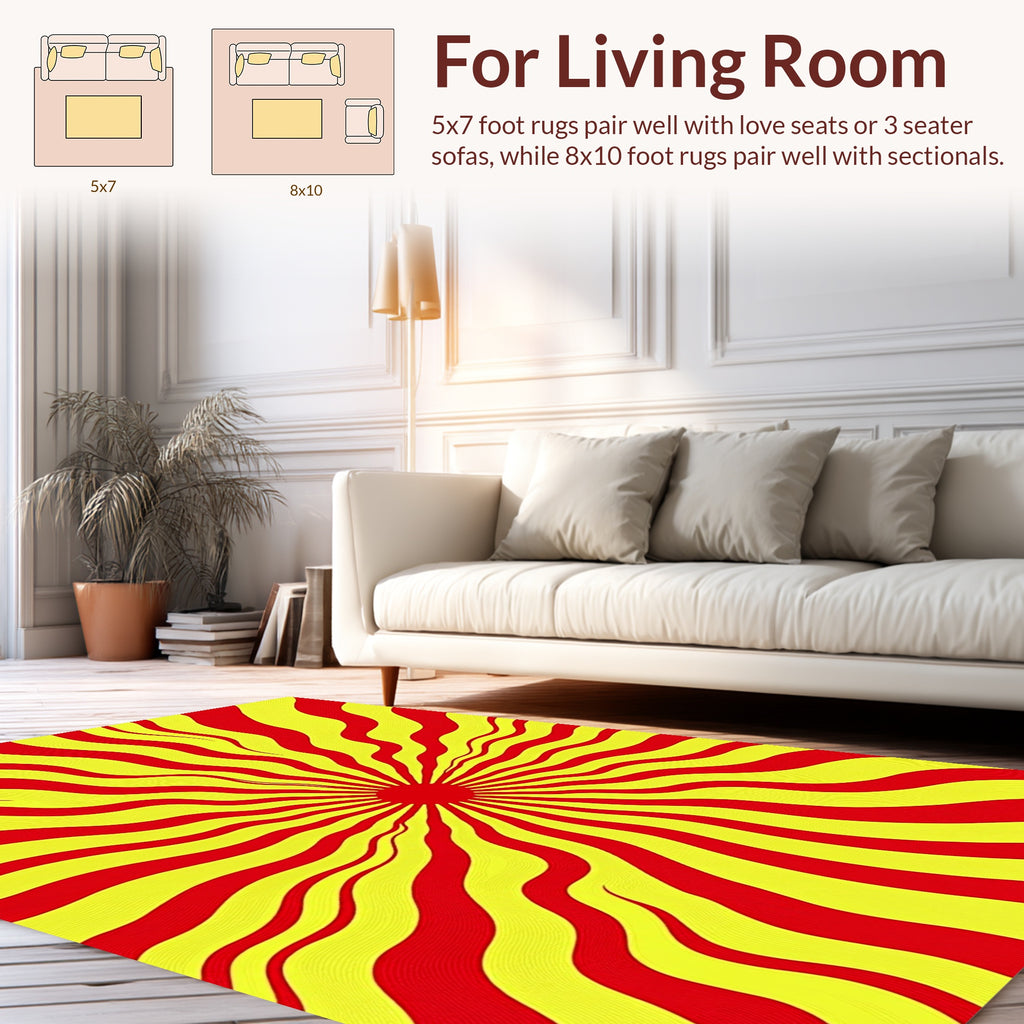 Radiant Wavy Red Yellow Lines Rug