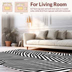 Bold Black White Striped Abstract Rug