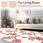Pink Blossom Branches Detailed Pattern Rug