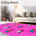Pink Vehicle Traffic Jam Rug