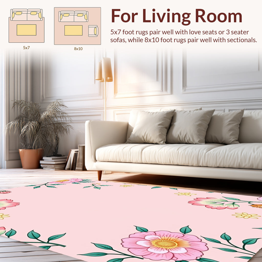 Delicate Pink Floral Artful Rug