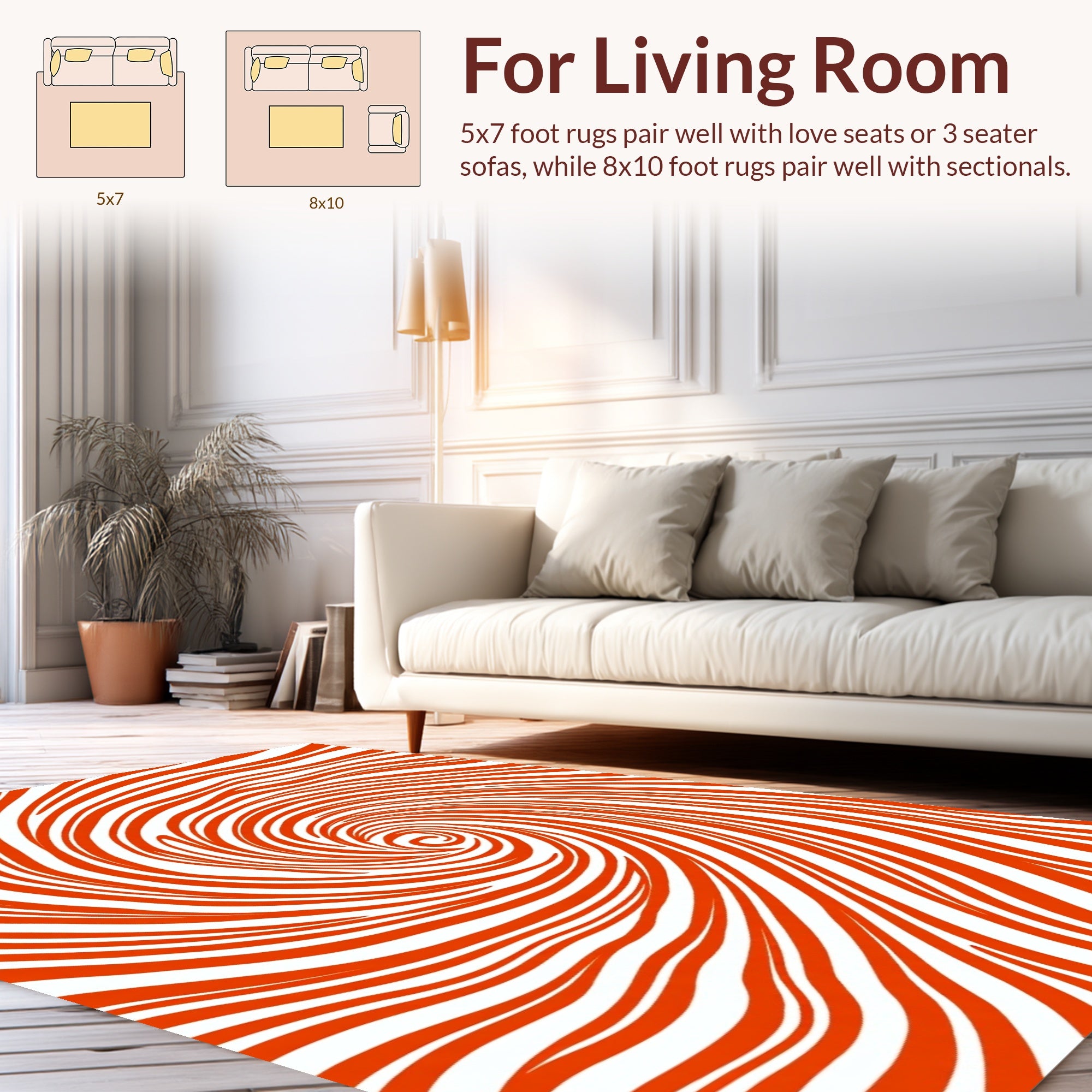 Vibrant Swirl Orange Design Rug