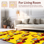 Construction Vehicle Playful Yellow Pattern Rug
