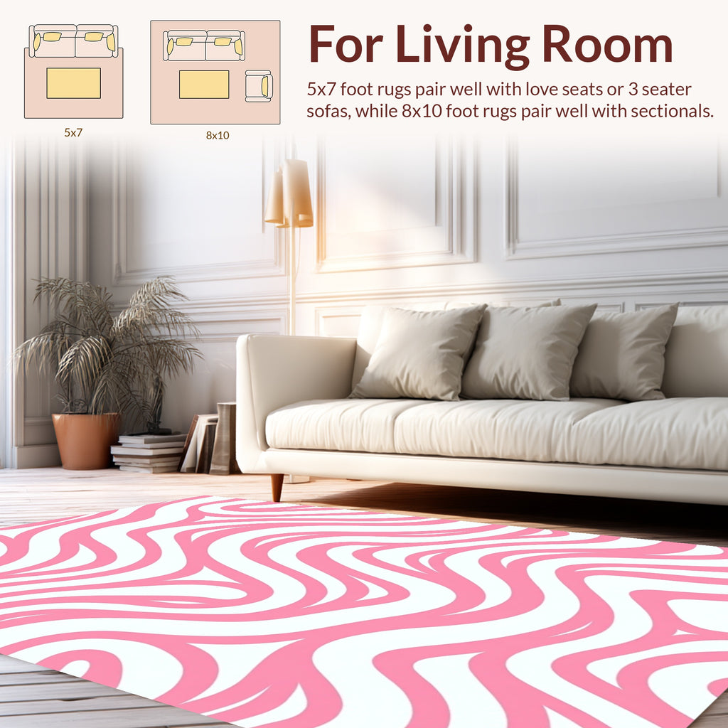 Pink Abstract Swirl Pattern Rug