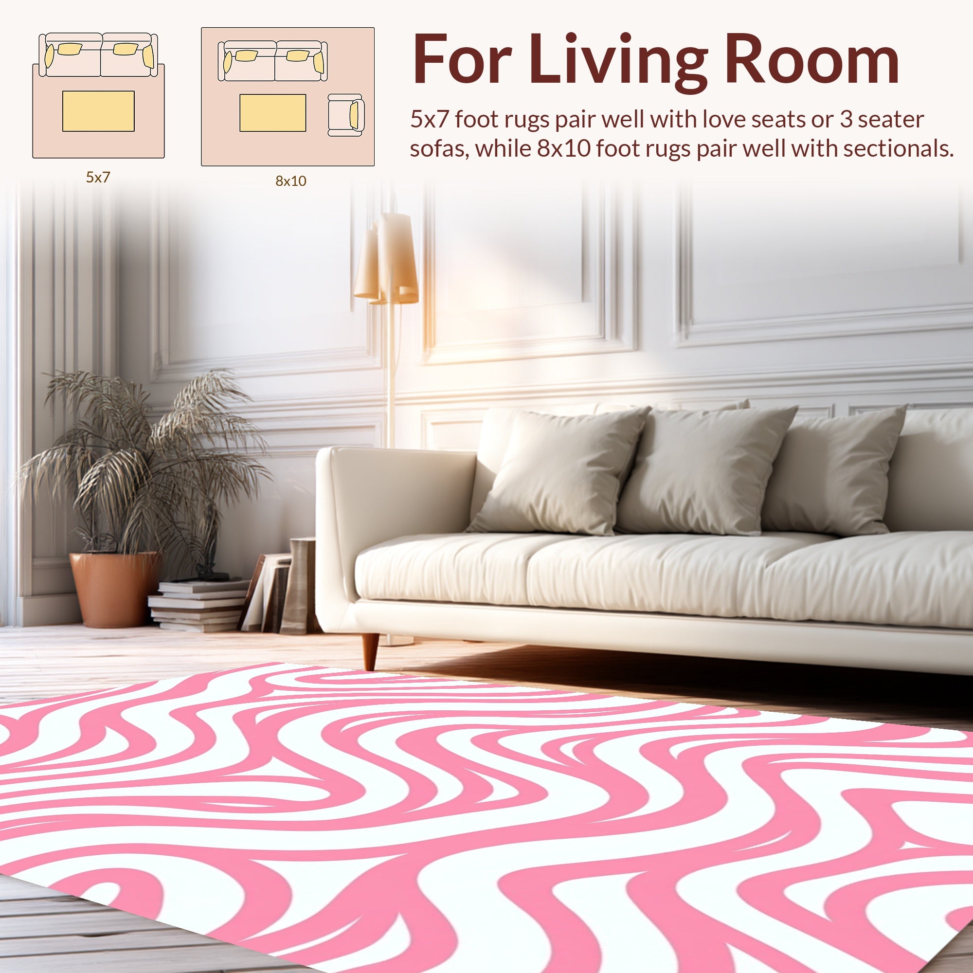 Pink Abstract Swirl Pattern Rug