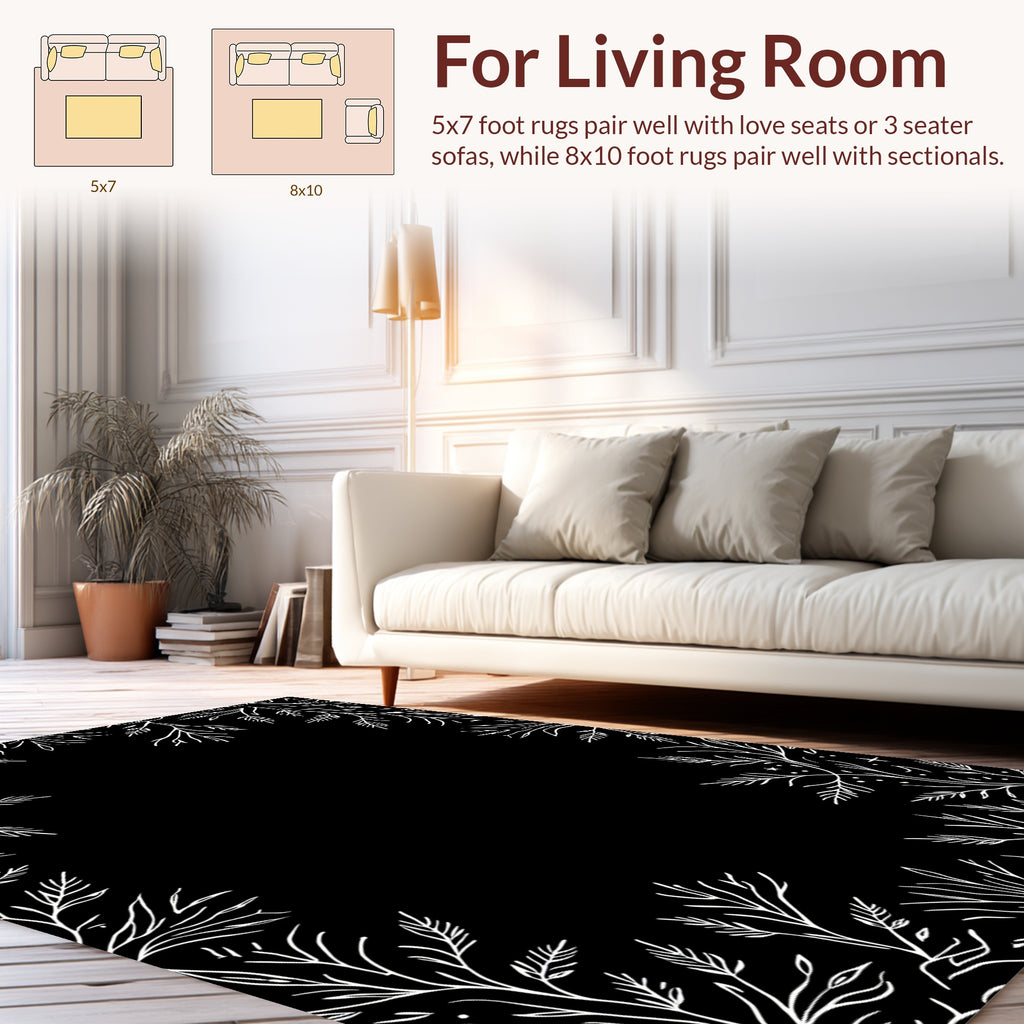 Botanical Vines Stars Border Design Rug