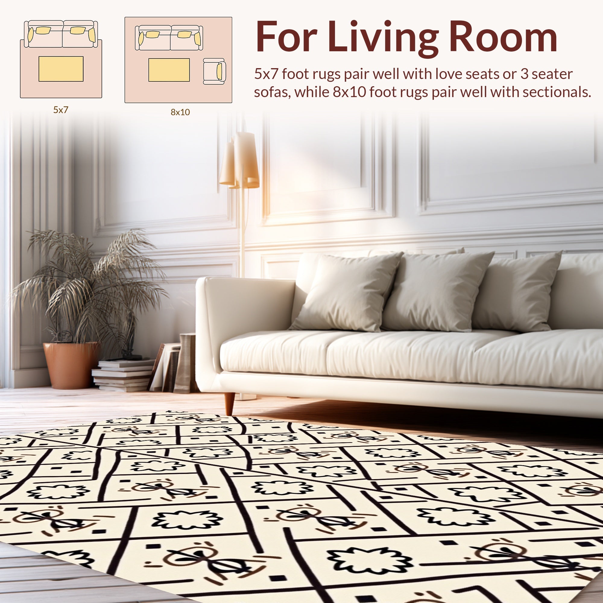 Tribal Folk Art Geometric Pattern Design Rug