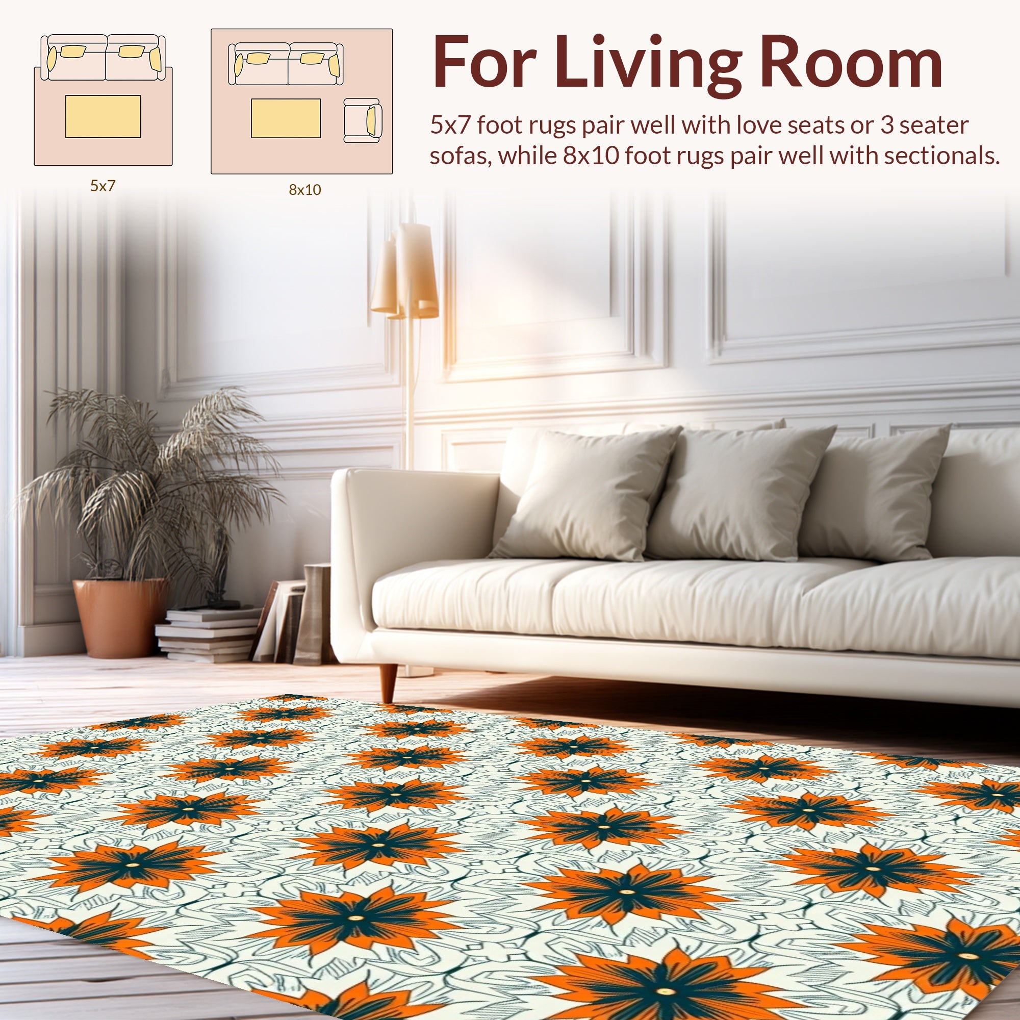Bold Floral Medallion Pattern Rug
