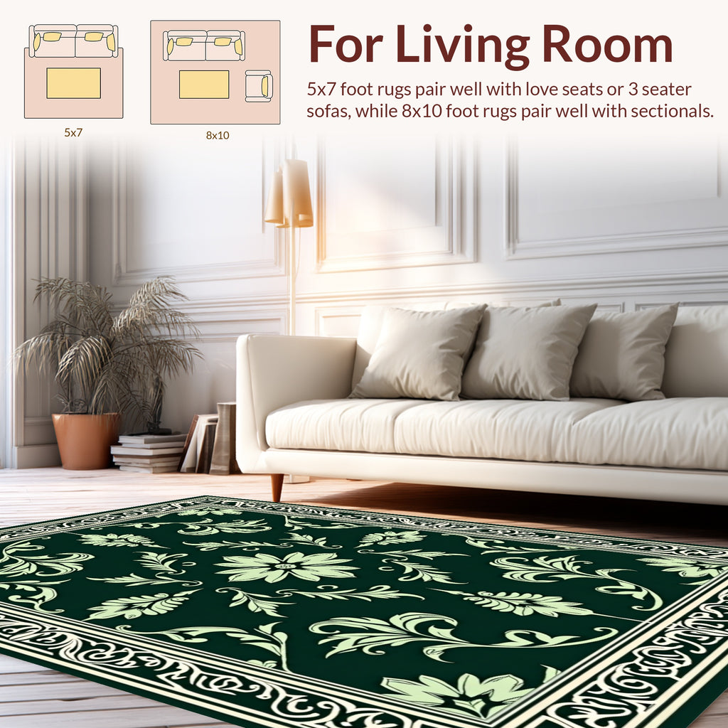 Elegant Floral Scrollwork Patterned Rug