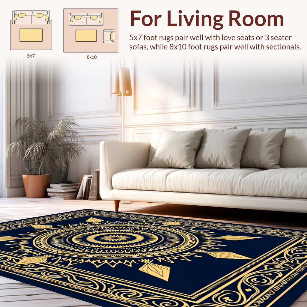 Intricate Sunburst Mandala Design Rug