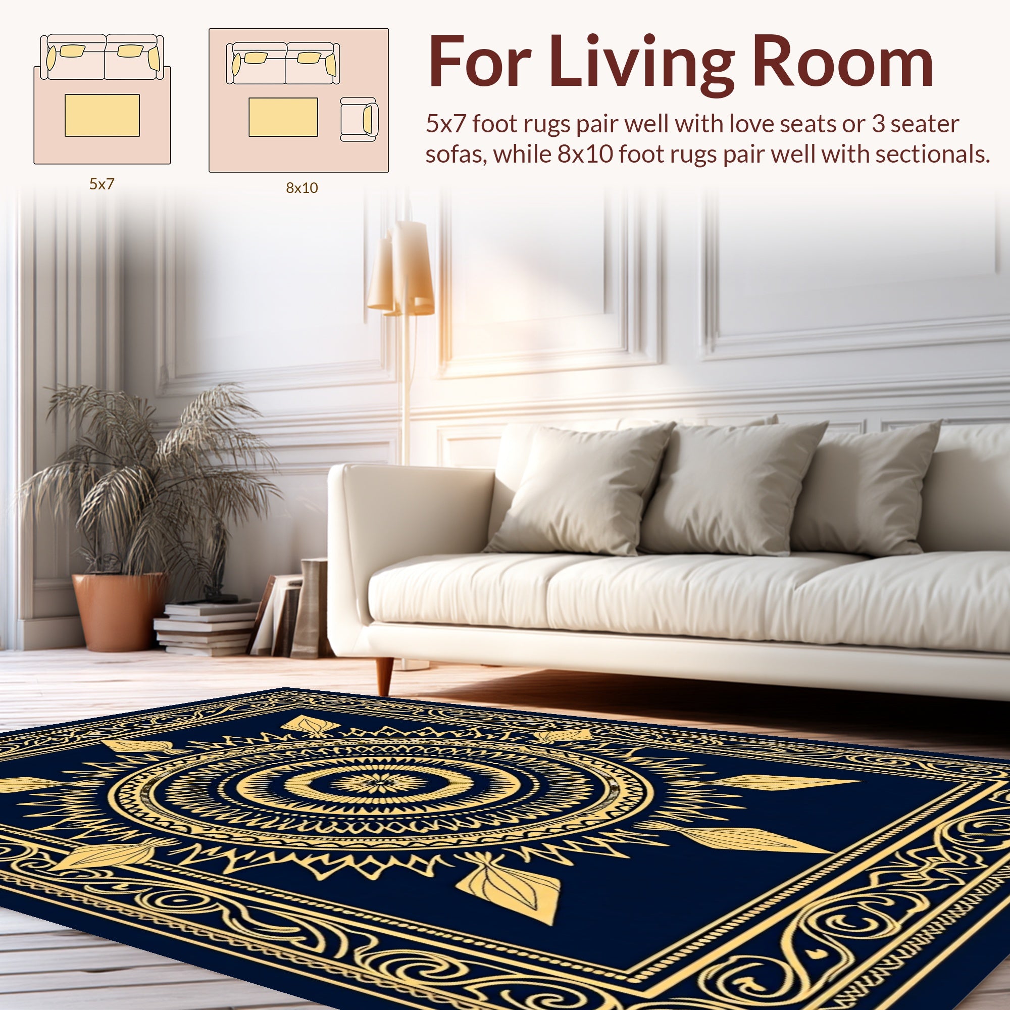Intricate Sunburst Mandala Design Rug