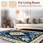 Elegant Floral Vintage Cream Border Rug