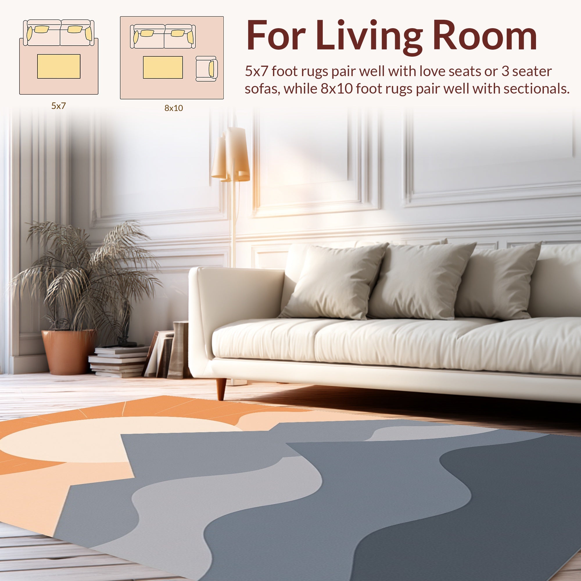 Minimalist Mountain Sun Design Rug