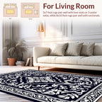 Elegant White Floral Bordered Rug