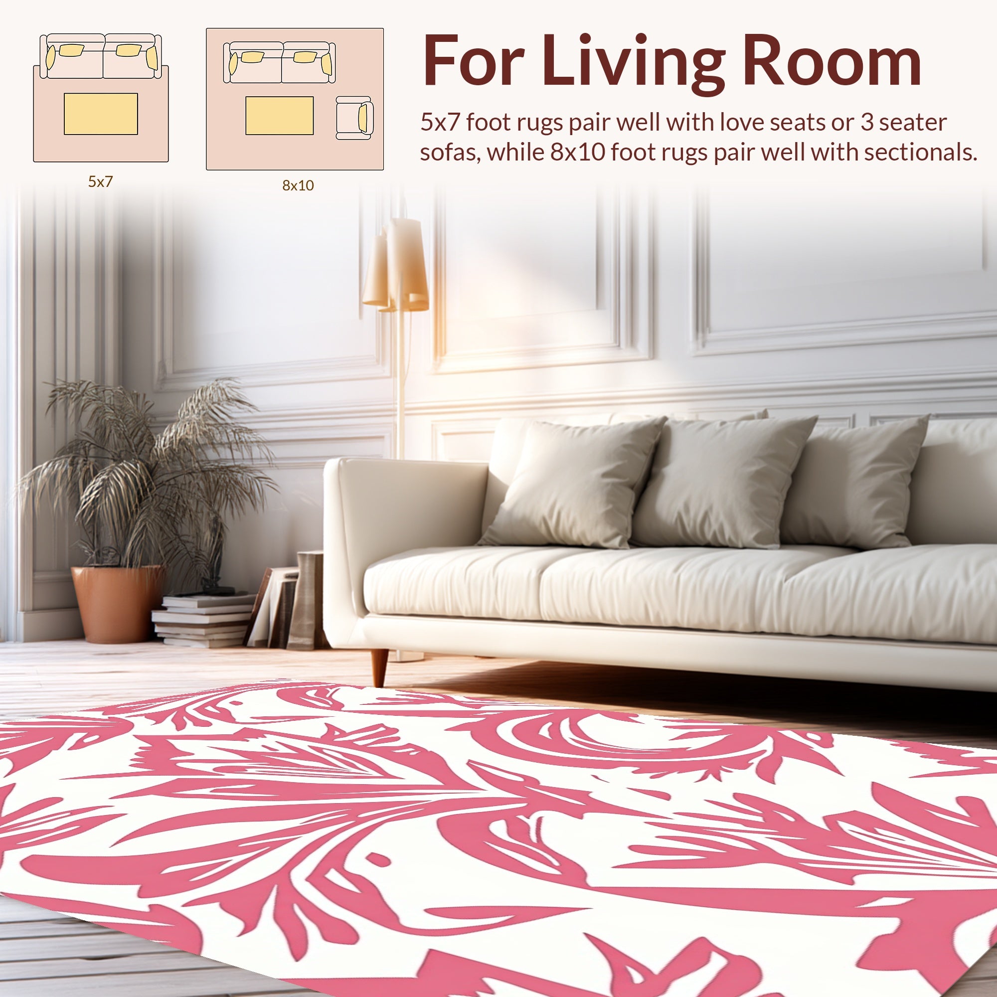 Bold Pink Floral Art Nouveau Pattern Rug