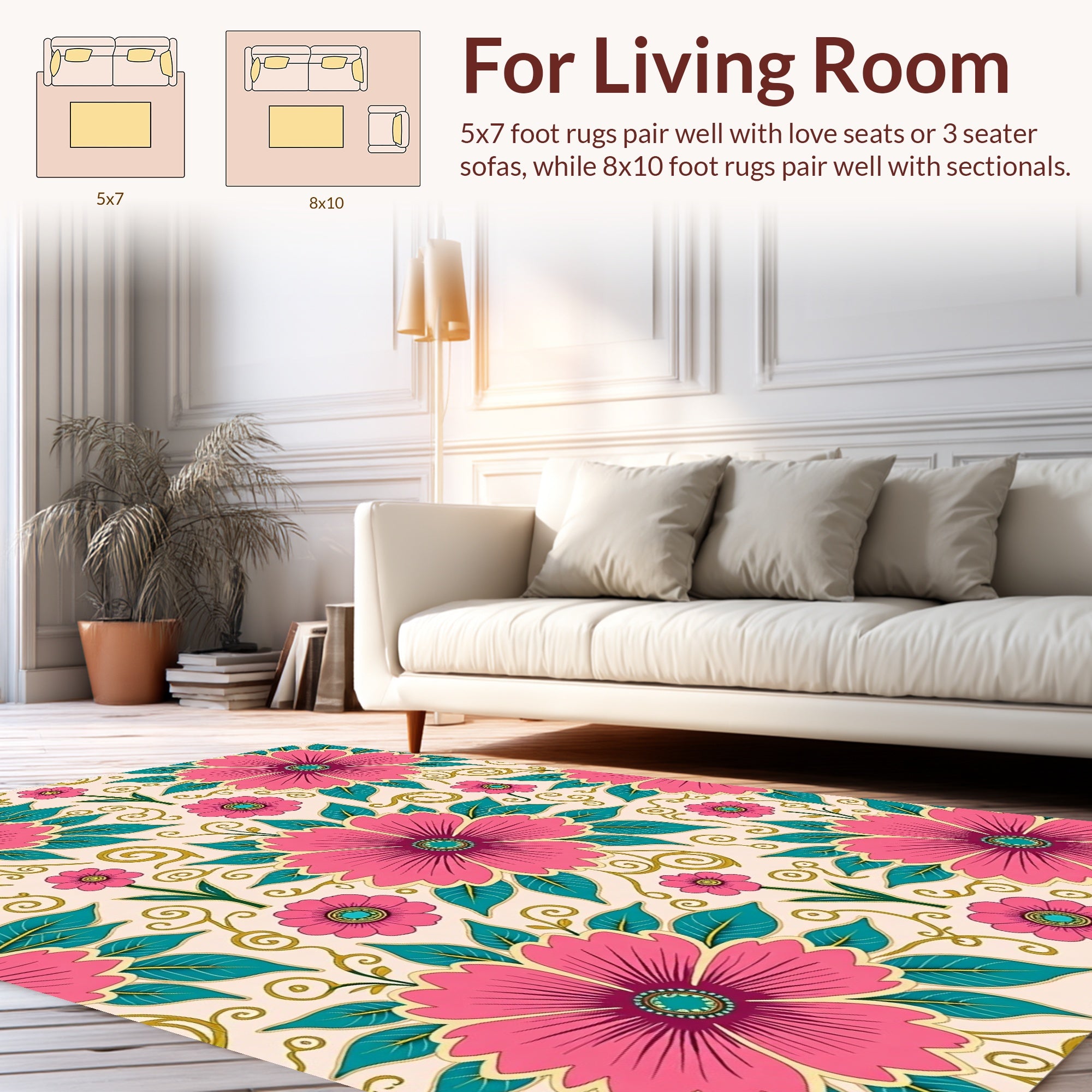 Floral Garden Pattern Print Rug